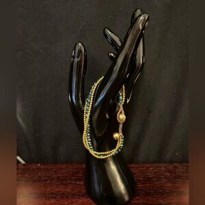 Gold and Teal Bracelet/Anklet